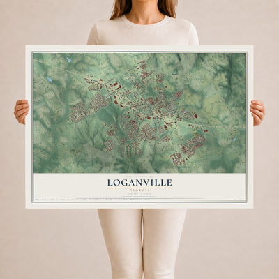 Loganville, Georgia map print, 24" x 36" Archival Matte Print mockup