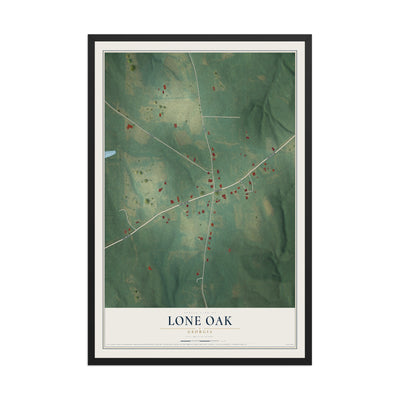 Lone Oak, Georgia map print, 12" x 18" W/ Black Ayous Wood Frame mockup
