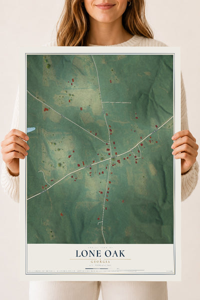 Lone Oak, Georgia map print, 18" x 24" Archival Matte Print mockup
