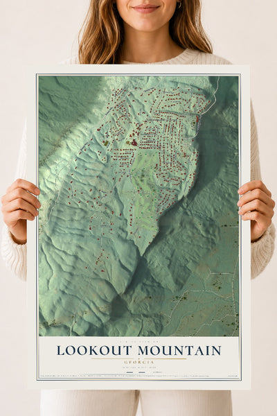Lookout Mountain, Georgia map print, 18" x 24" Archival Matte Print mockup