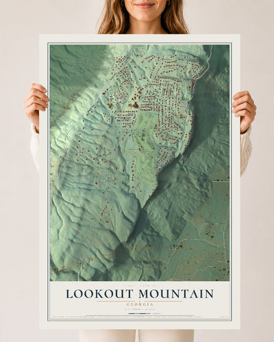 Lookout Mountain, Georgia map print, 24" x 36" Archival Matte Print mockup