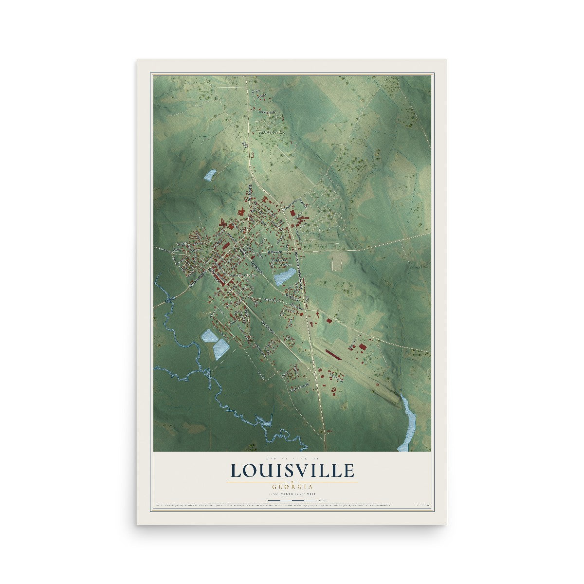 Louisville, Georgia map print, 12" x 18" Archival Matte Print mockup