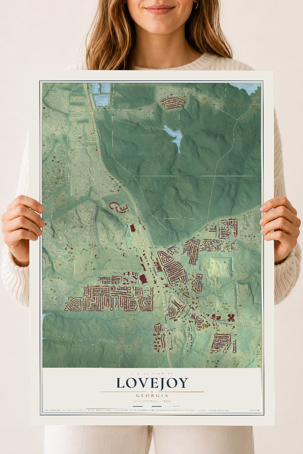 Lovejoy, Georgia map print, 18" x 24" Archival Matte Print mockup