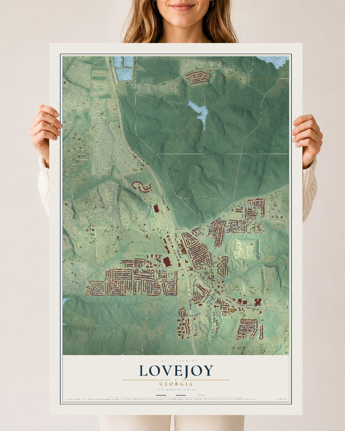 Lovejoy, Georgia map print, 24" x 36" Archival Matte Print mockup