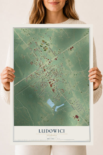 Ludowici, Georgia map print, 18" x 24" Archival Matte Print mockup