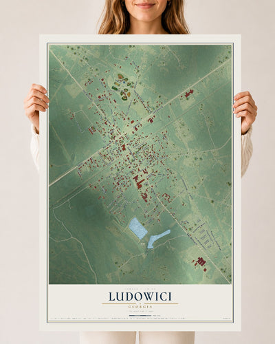 Ludowici, Georgia map print, 24" x 36" Archival Matte Print mockup