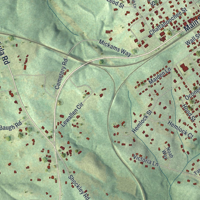 Close-up 2 of the Lula, Georgia map artwork