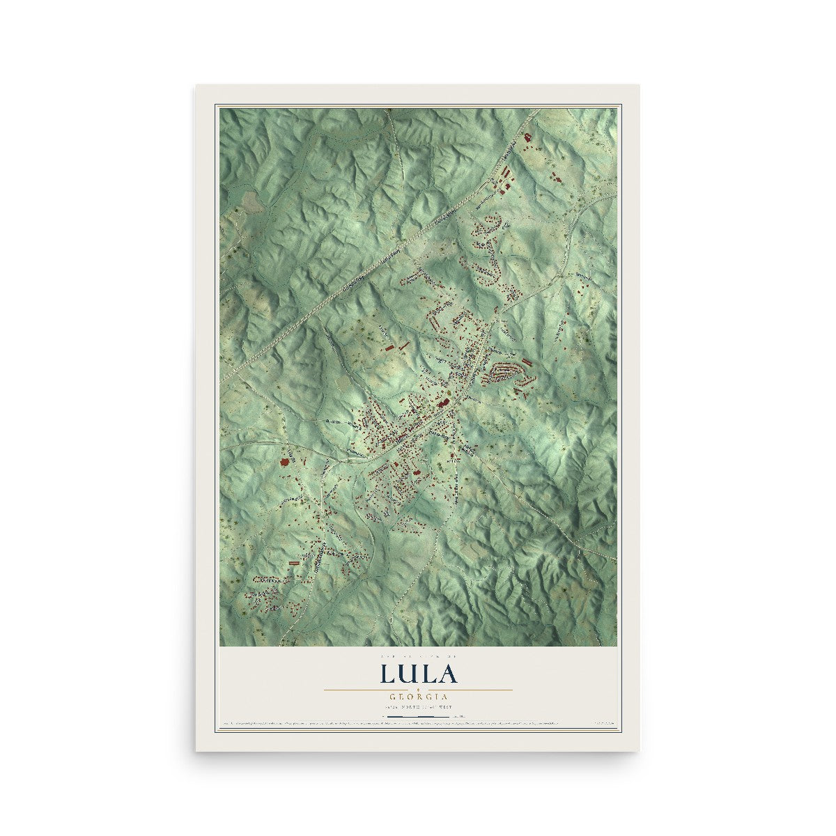 Lula, Georgia map print, 12" x 18" Archival Matte Print mockup