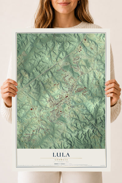Lula, Georgia map print, 18" x 24" Archival Matte Print mockup