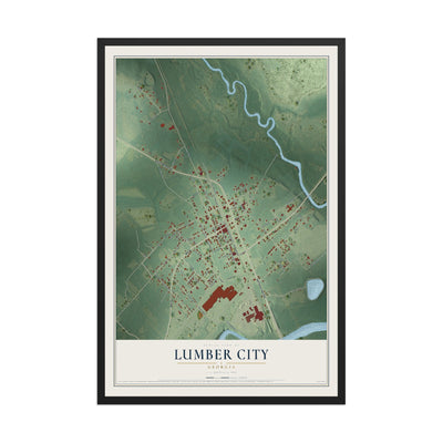 Lumber City, Georgia map print, 12" x 18" W/ Black Ayous Wood Frame mockup