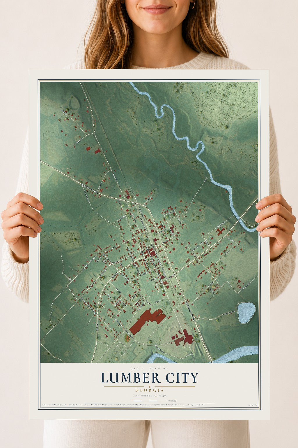 Lumber City, Georgia map print, 18" x 24" Archival Matte Print mockup