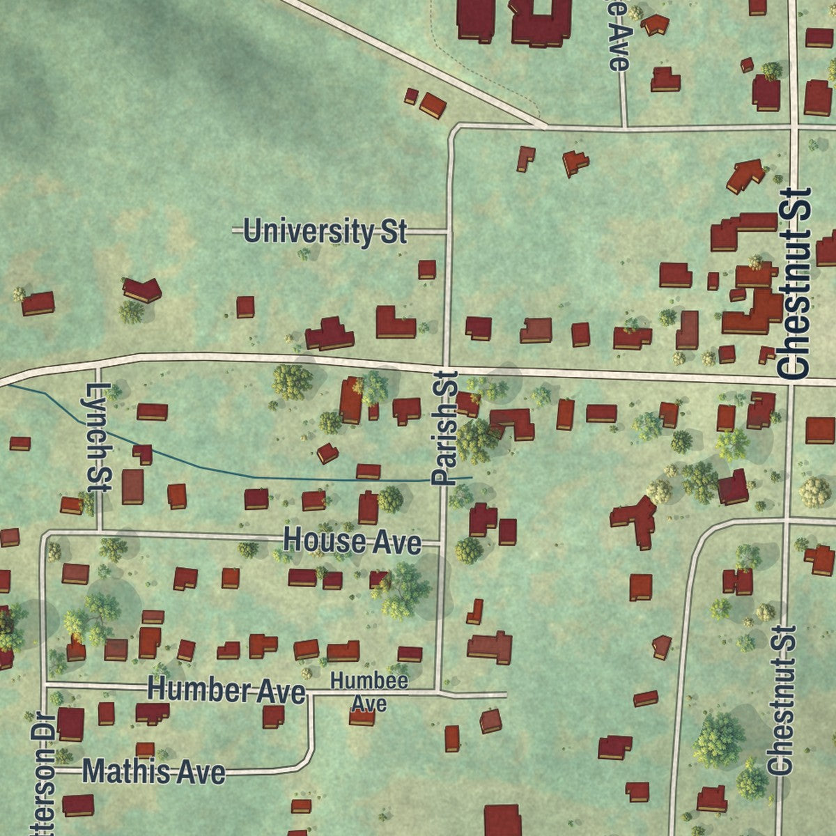 Close-up 1 of the Lumpkin, Georgia map artwork
