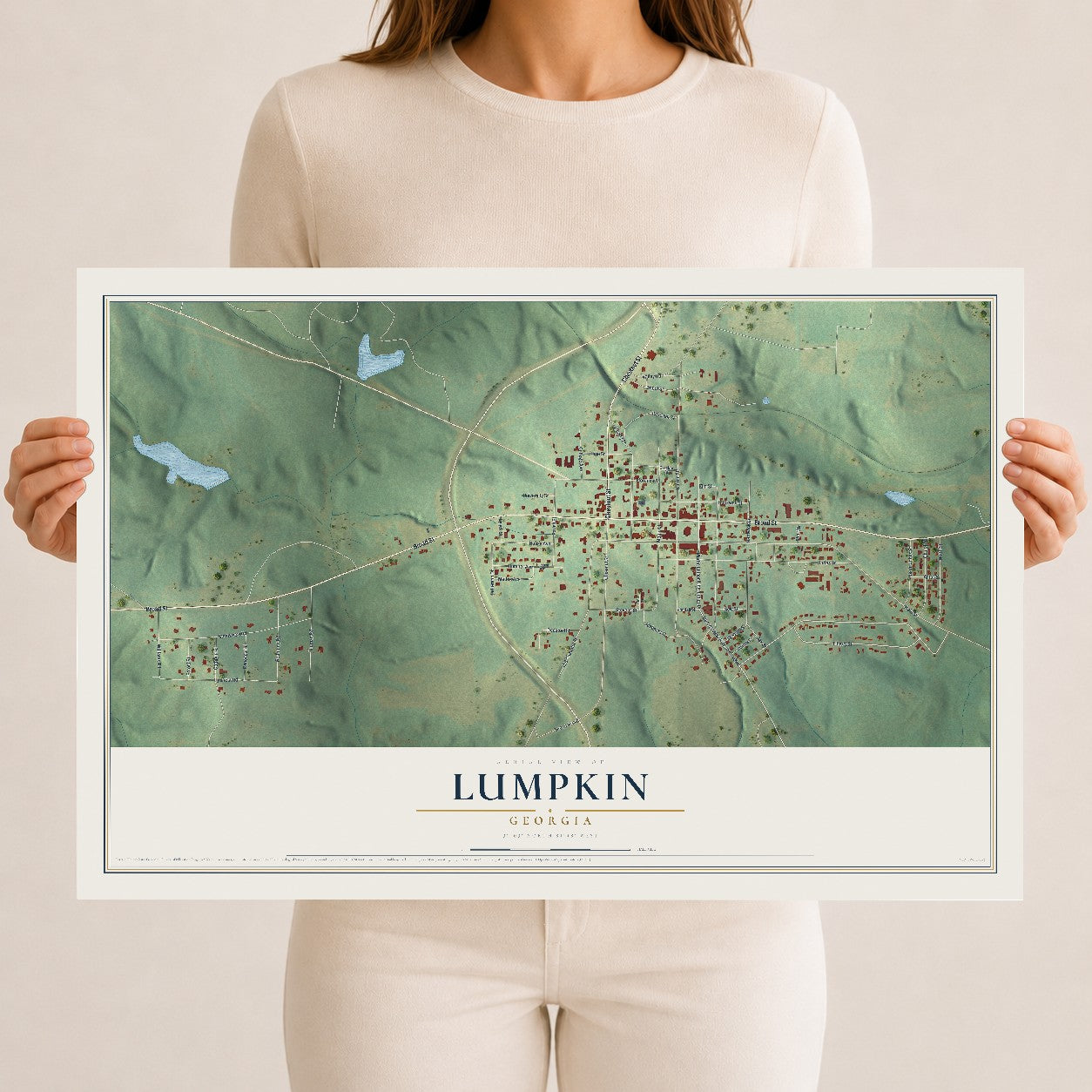 Lumpkin, Georgia map print, 12" x 18" Archival Matte Print mockup