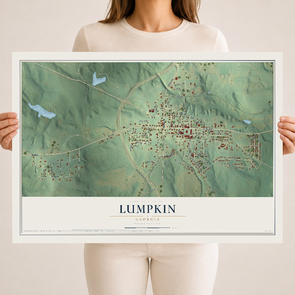 Lumpkin, Georgia map print, 18" x 24" Archival Matte Print mockup