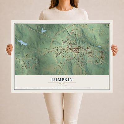 Lumpkin, Georgia map print, 24" x 36" Archival Matte Print mockup