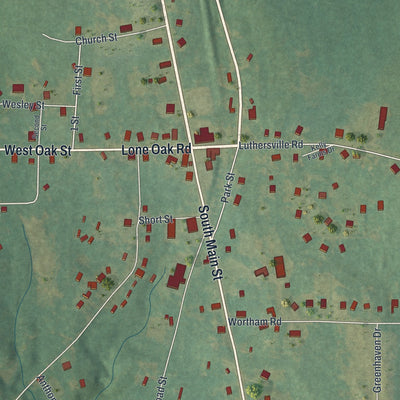 Close-up 1 of the Luthersville, Georgia map artwork