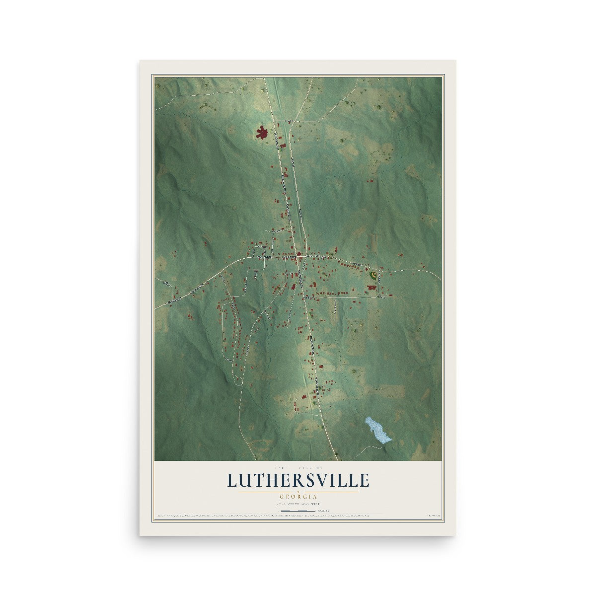 Luthersville, Georgia map print, 12" x 18" Archival Matte Print mockup