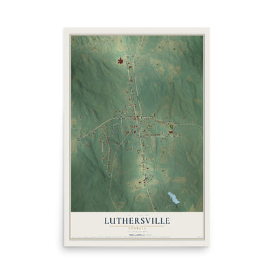 Luthersville, Georgia map print, 12" x 18" Archival Matte Print mockup