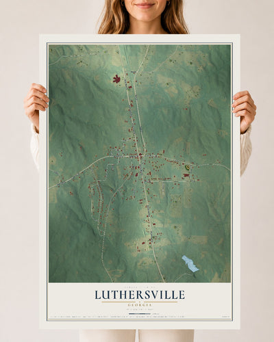Luthersville, Georgia map print, 24" x 36" Archival Matte Print mockup