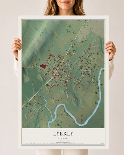 Lyerly, Georgia map print, 24" x 36" Archival Matte Print mockup