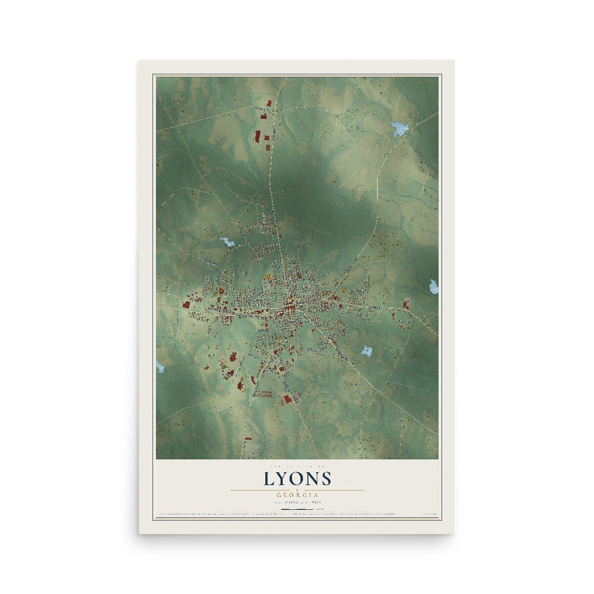 Lyons, Georgia map print, 12" x 18" Archival Matte Print mockup