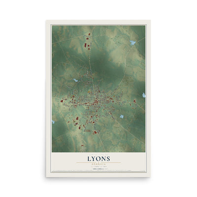 Lyons, Georgia map print, 12" x 18" Archival Matte Print mockup