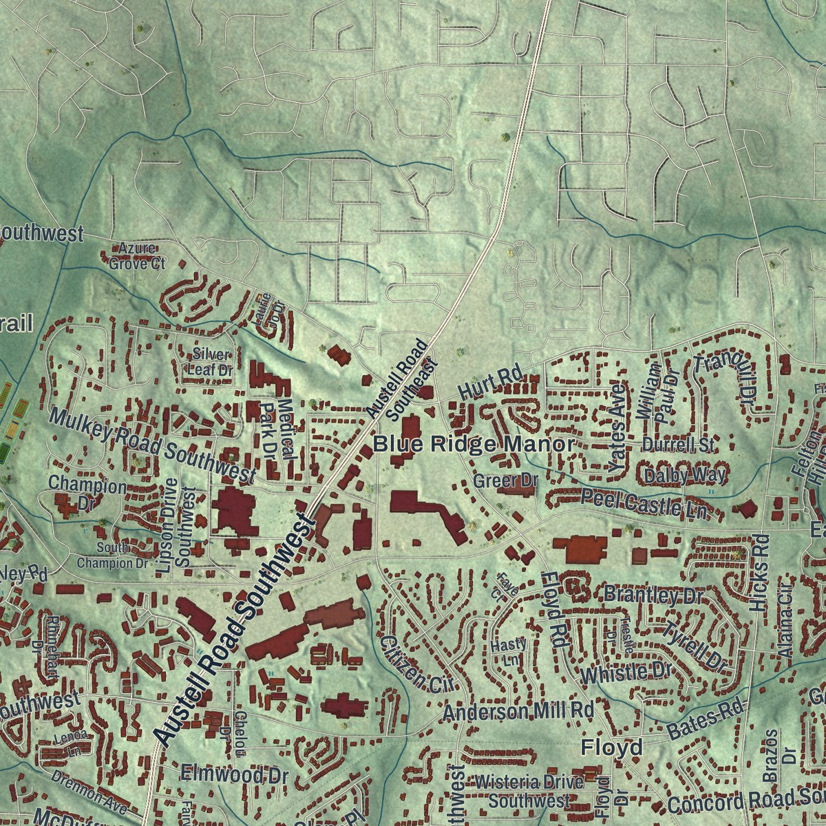 Close-up 2 of the Mableton, Georgia map artwork