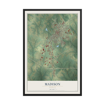 Madison, Georgia map print, 12" x 18" W/ Black Ayous Wood Frame mockup