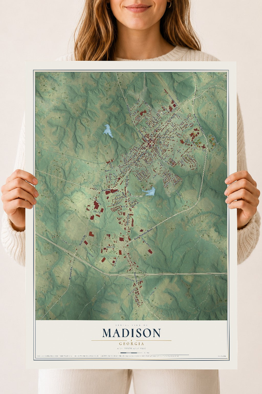 Madison, Georgia map print, 18" x 24" Archival Matte Print mockup