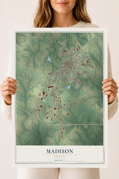 Madison, Georgia map print, 18" x 24" Archival Matte Print mockup