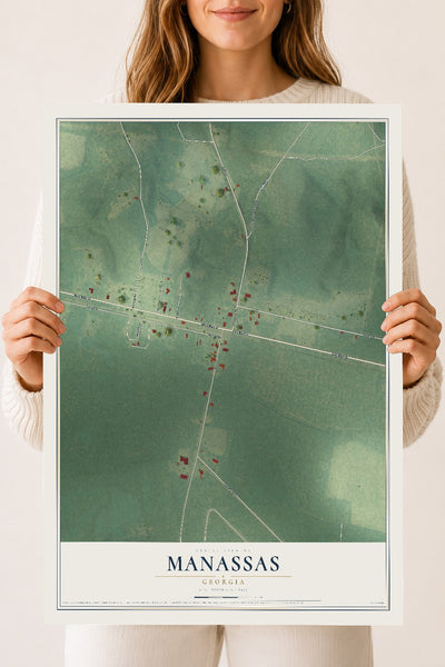 Manassas, Georgia map print, 18" x 24" Archival Matte Print mockup
