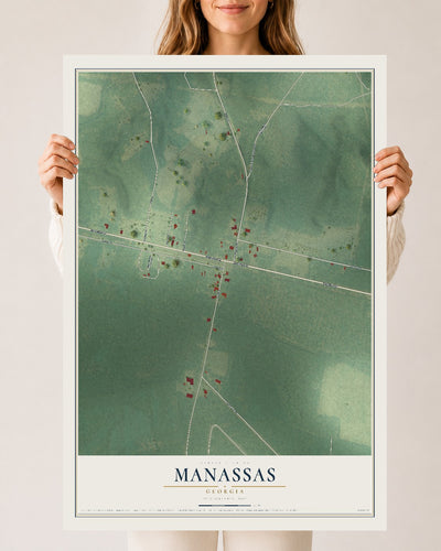 Manassas, Georgia map print, 24" x 36" Archival Matte Print mockup