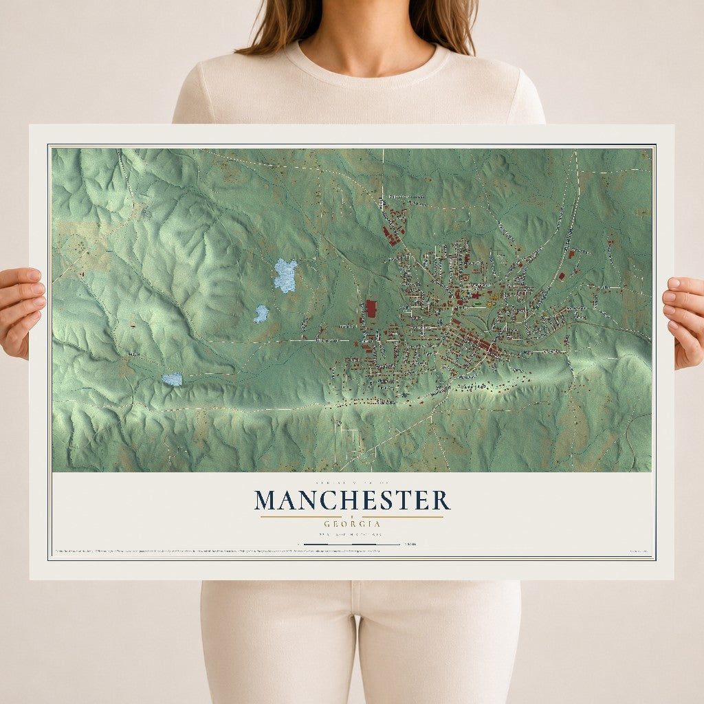 Manchester, Georgia map print, 18" x 24" Archival Matte Print mockup