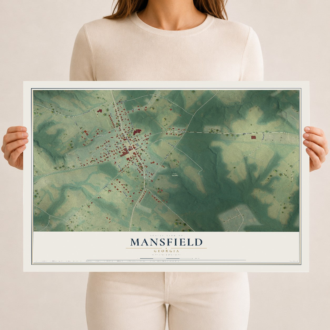 Mansfield, Georgia map print, 12" x 18" Archival Matte Print mockup