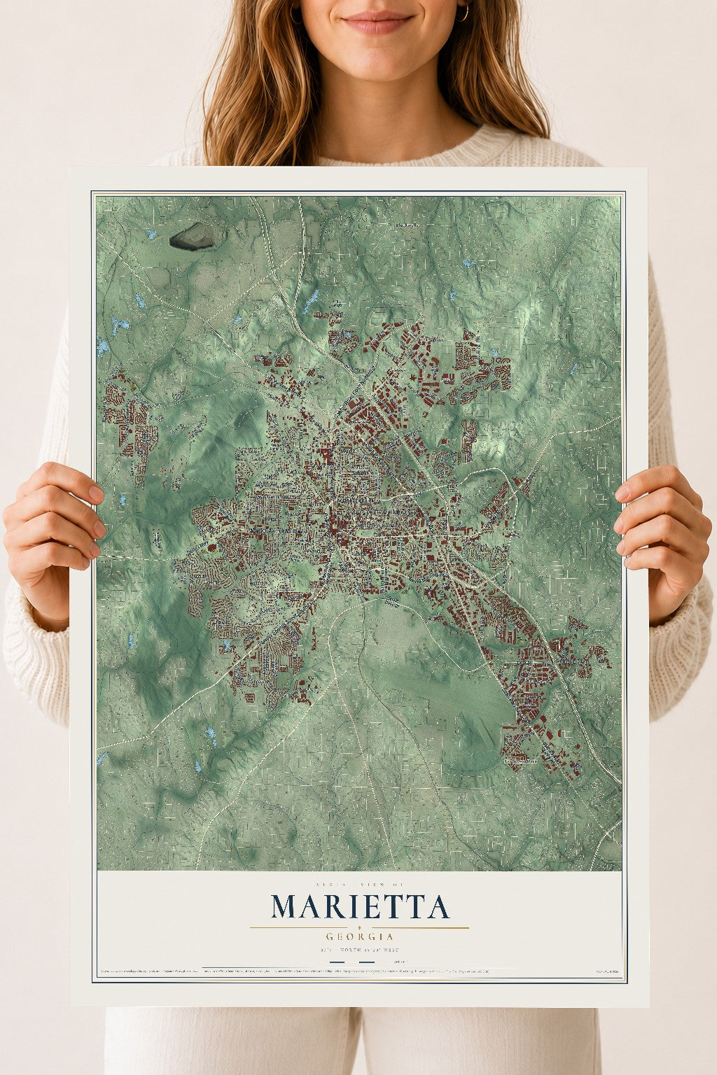 Marietta, Georgia map print, 18" x 24" Archival Matte Print mockup