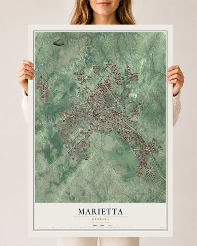 Marietta, Georgia map print, 24" x 36" Archival Matte Print mockup