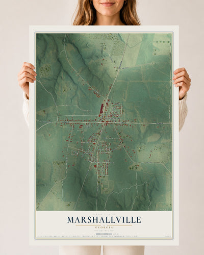 Marshallville, Georgia map print, 24" x 36" Archival Matte Print mockup