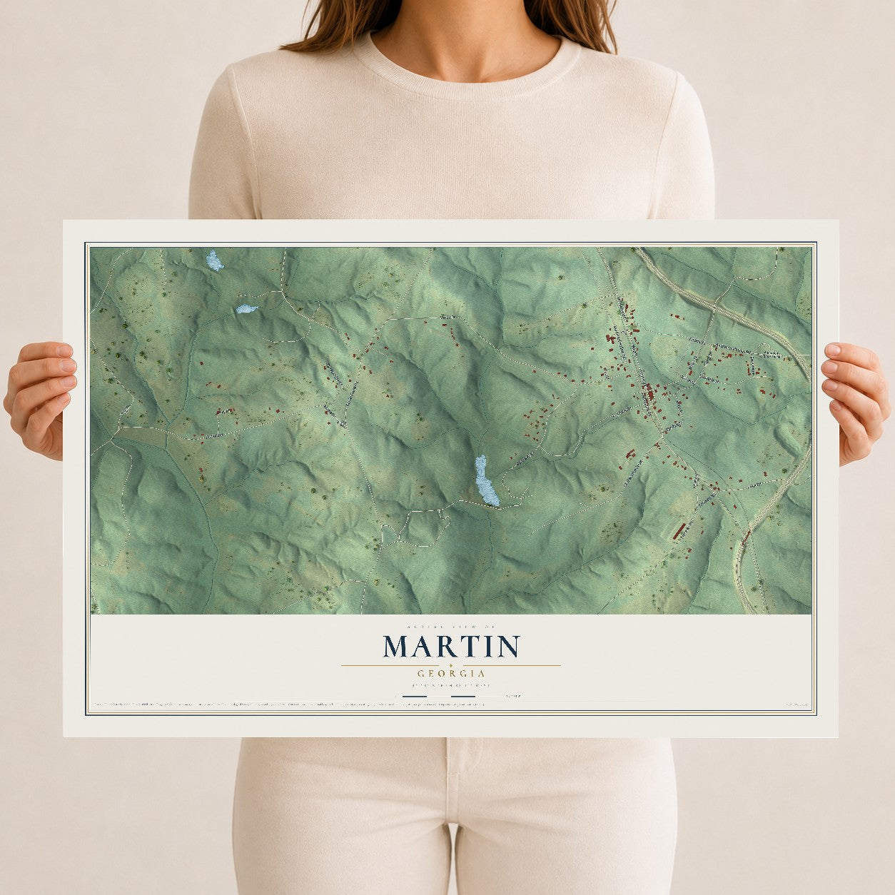 Martin, Georgia map print, 12" x 18" Archival Matte Print mockup