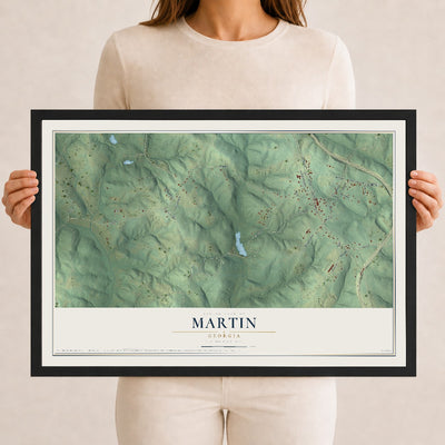 Martin, Georgia map print, 12" x 18" W/ Black Ayous Wood Frame mockup