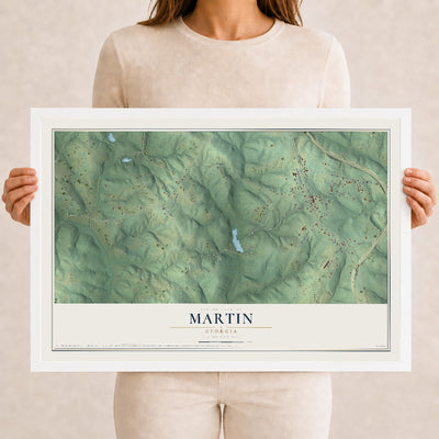 Martin, Georgia map print, 12" x 18" W/ White Ayous Wood Frame mockup