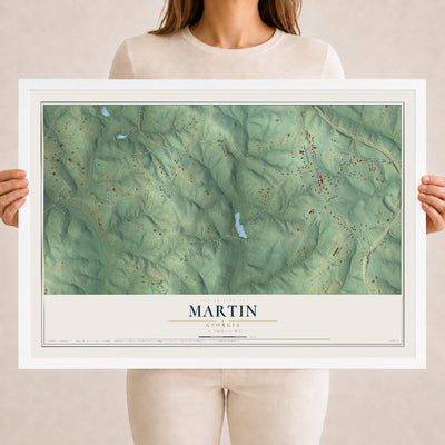 Martin, Georgia map print, 18" x 24" W/ White Ayous Wood Frame mockup