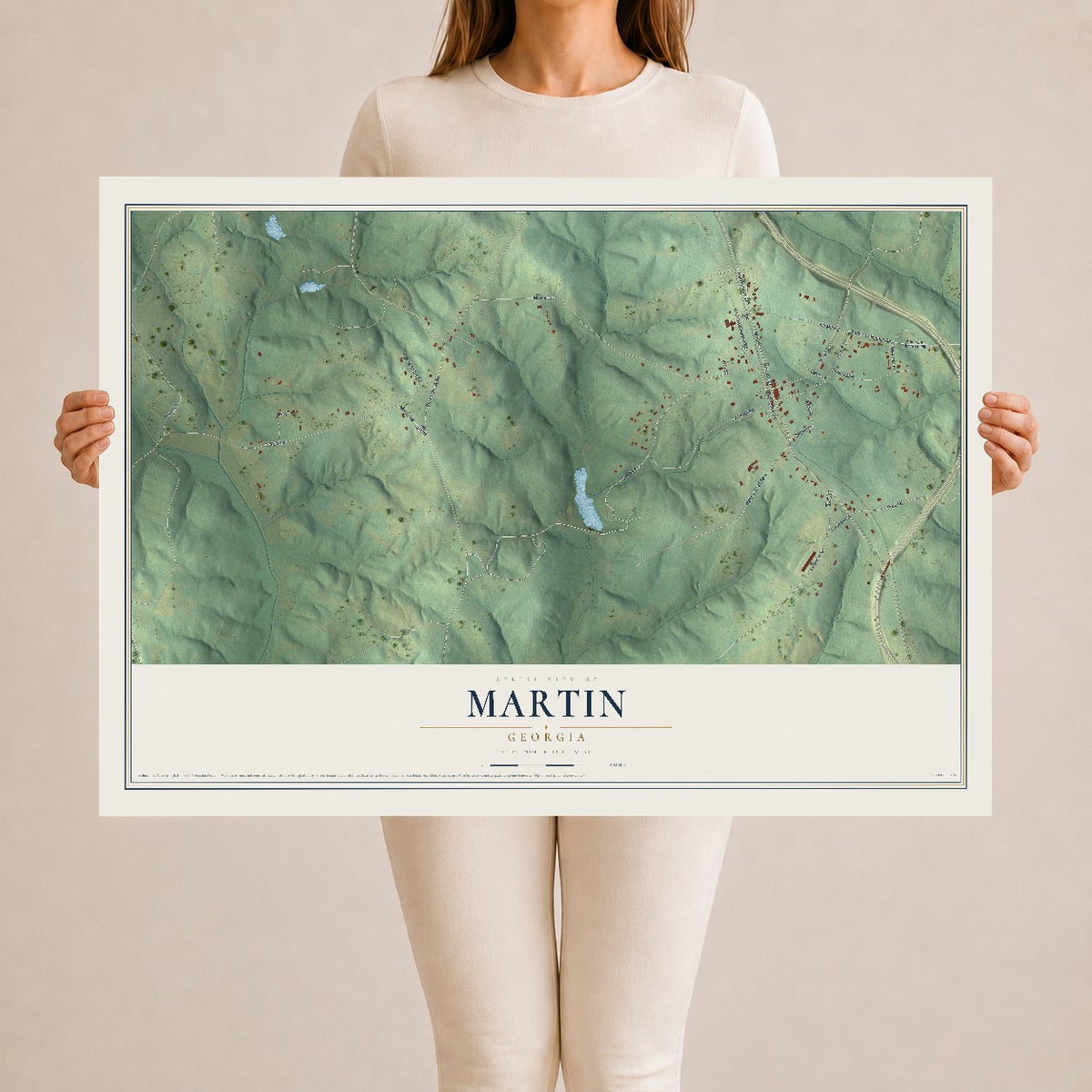 Martin, Georgia map print, 24" x 36" Archival Matte Print mockup