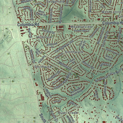 Close-up 2 of the Martinez, Georgia map artwork