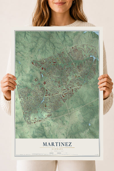 Martinez, Georgia map print, 18" x 24" Archival Matte Print mockup