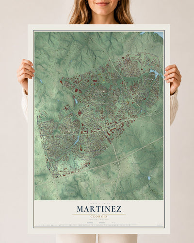 Martinez, Georgia map print, 24" x 36" Archival Matte Print mockup