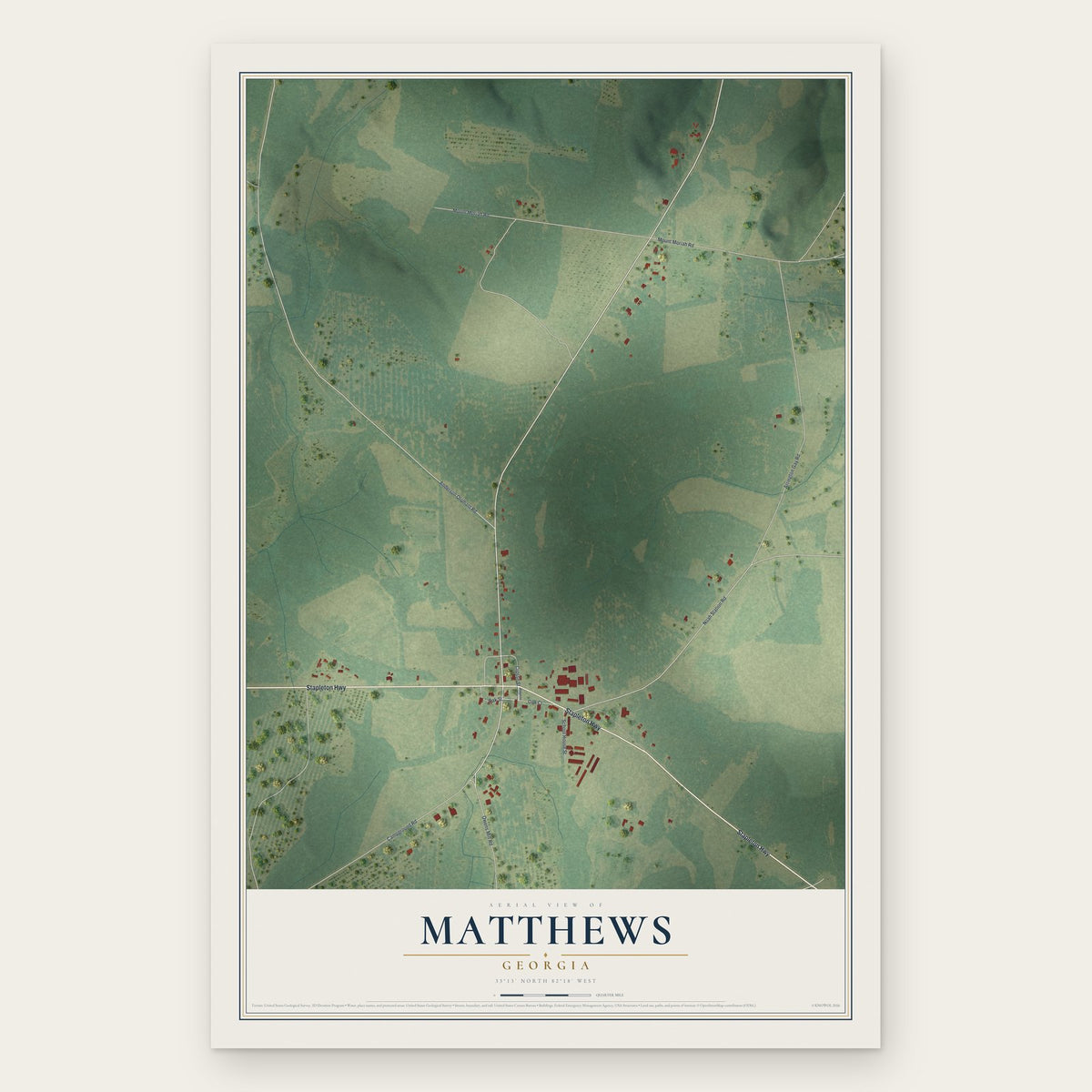 Matthews, Georgia map print, the full design