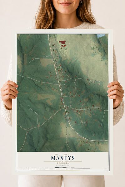 Maxeys, Georgia map print, 18" x 24" Archival Matte Print mockup