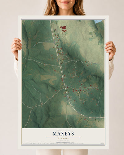 Maxeys, Georgia map print, 24" x 36" Archival Matte Print mockup