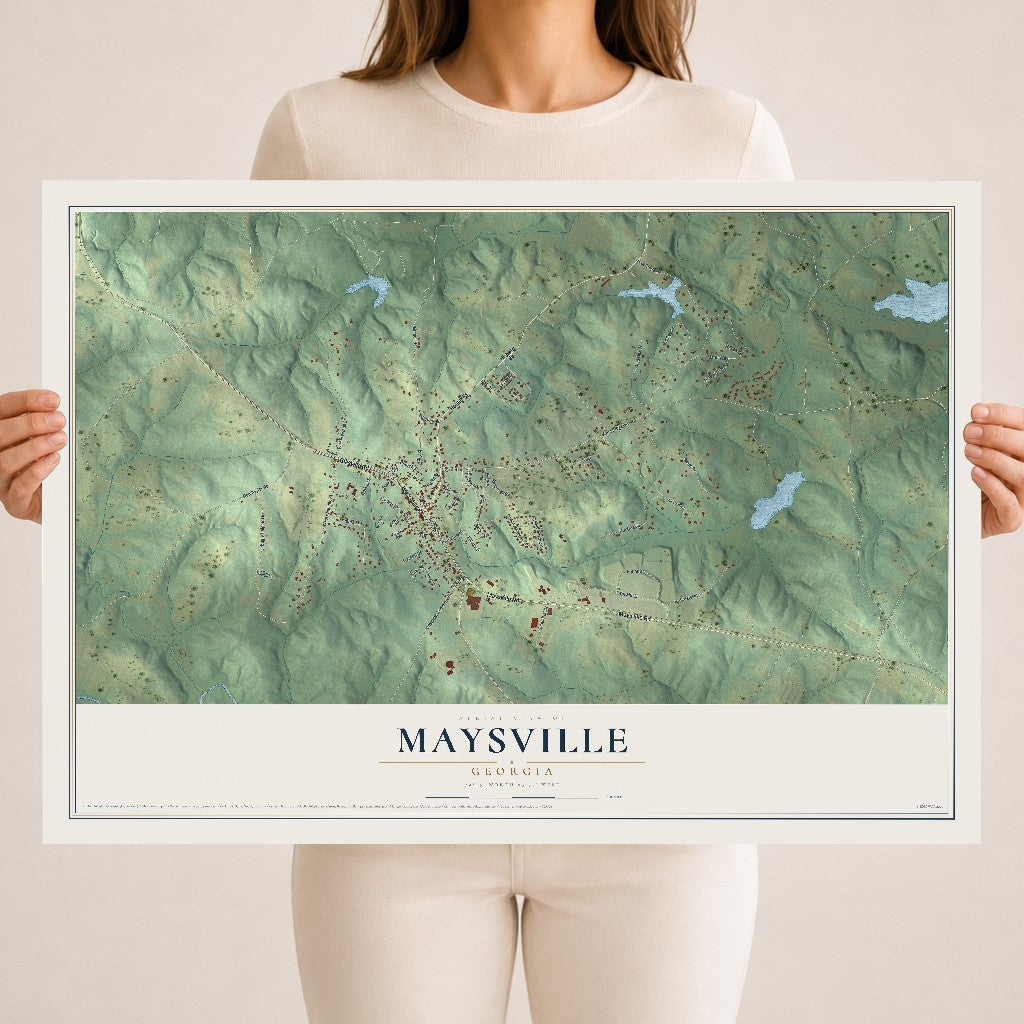 Maysville, Georgia map print, 18" x 24" Archival Matte Print mockup