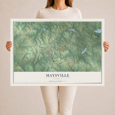 Maysville, Georgia map print, 24" x 36" Archival Matte Print mockup